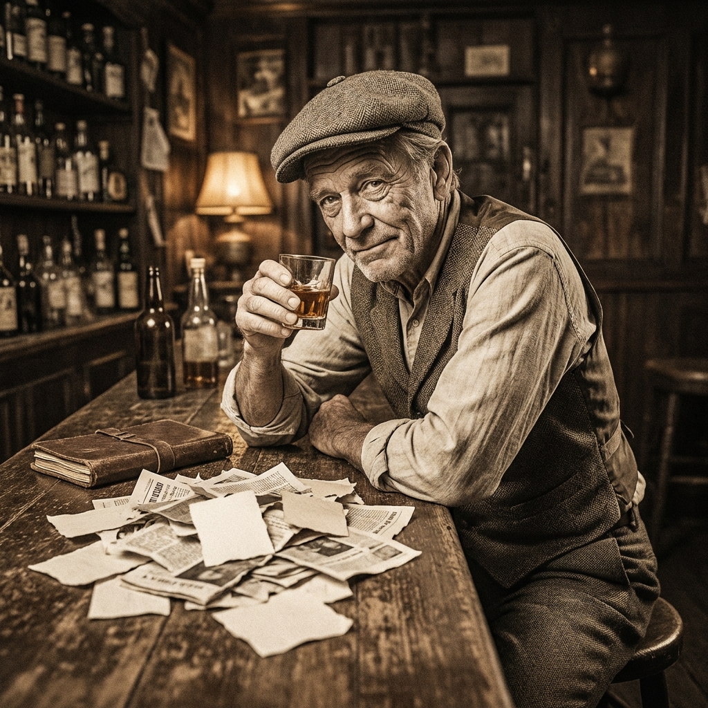 Old-timey placeholder portrait for Hollis and his weekly counter-intelligence section.
